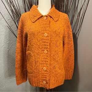 🌼 i.e. RELAXED ORANGE WOOL BLEND CARDIGAN SWEATER SIZE LARGE🌼